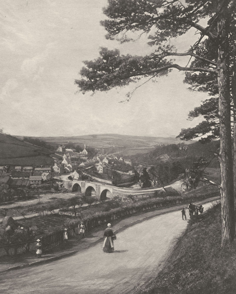 SCOTLAND. The Clyde at Kirkfieldbank from the Braes near Lanark 1901 old print